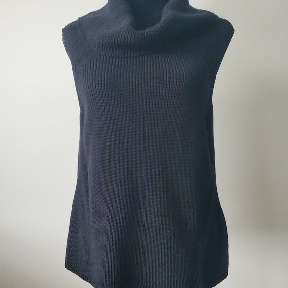 WHBM WOMEN COWL NECK SLEEVELESS SWEATER BLACK SIZE L - Picture 1 of 4